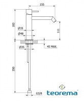 MEDIDAS MONOMANDO LAVABO MEDIO FORTY 5 TEOREMA